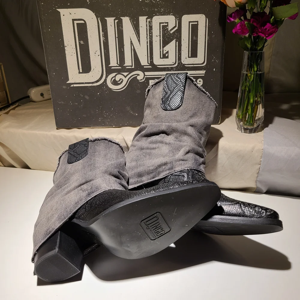 Dingo Gray Slouchy Western Ankle Boots - Picture 2 of 4